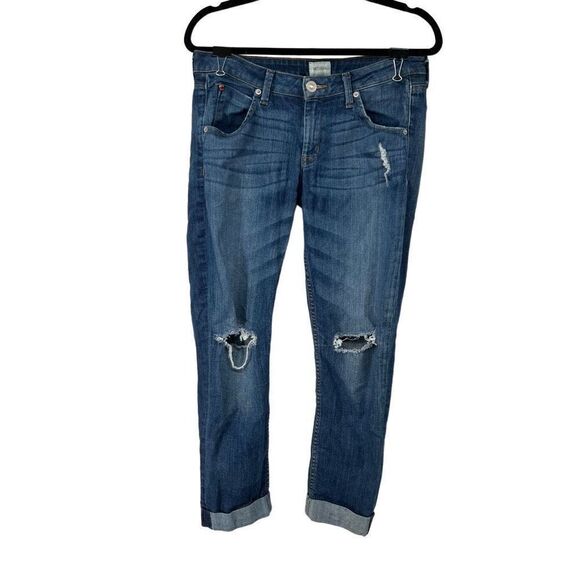 Hudson Bacara Crop Straight Cuffed‎ Distressed Jeans - Picture 1 of 9